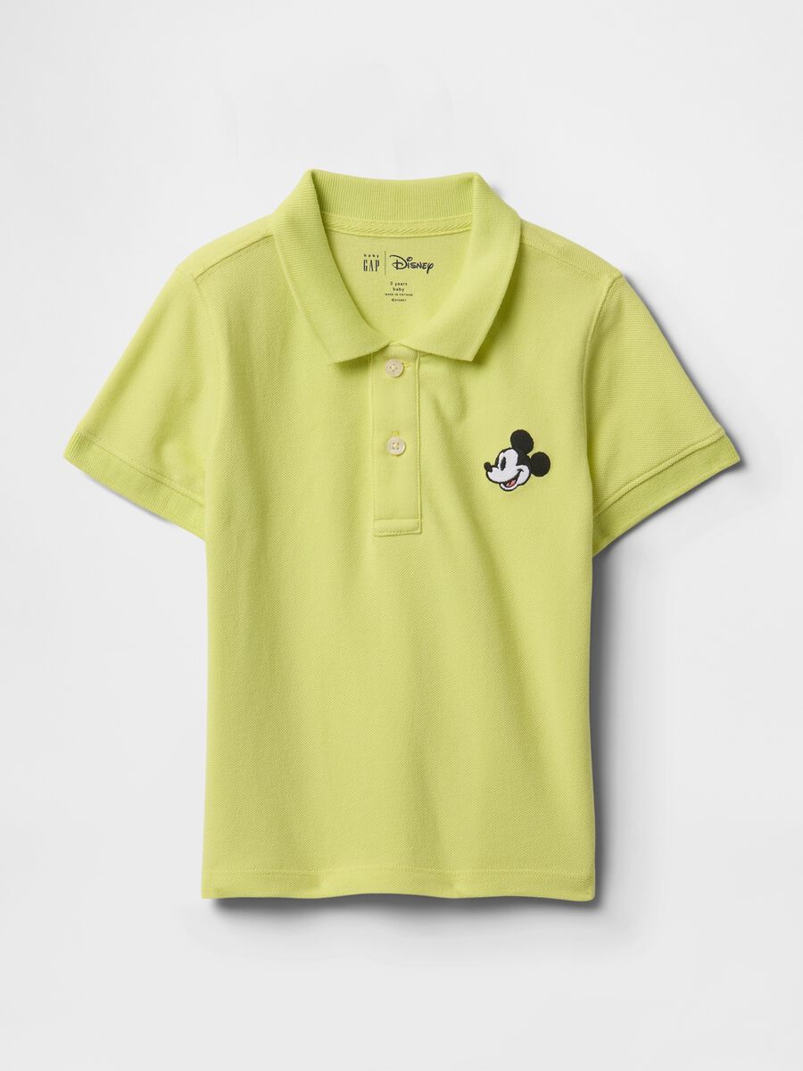 Cotton polo shirt with embroidered Mickey Mouse_0