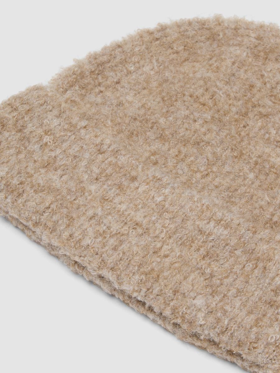 Beige stretch wool beanie_1