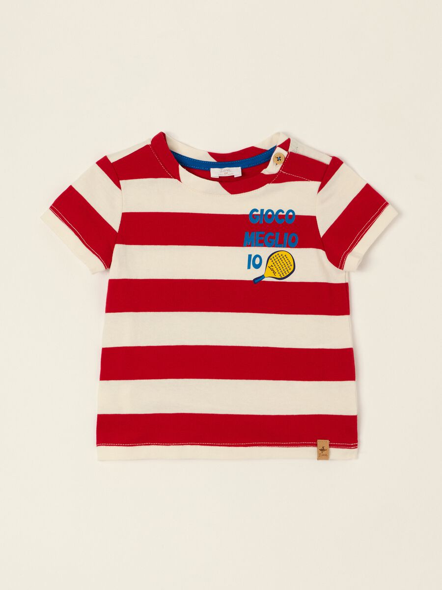 Multicolour striped pure cotton baby T-shirt, regular fit_0