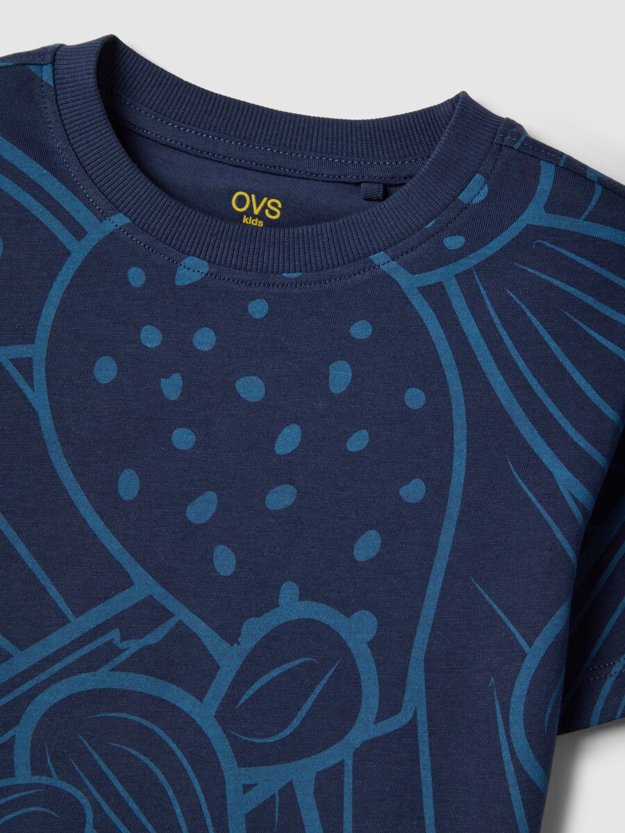 T-shirt in puro cotone blu regular fit per bambino con stampa_3