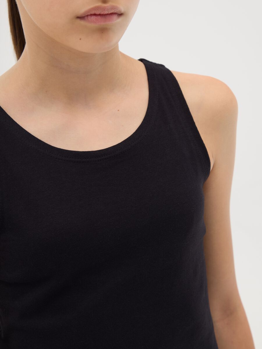 Girls' pure cotton black regular fit crop top_2