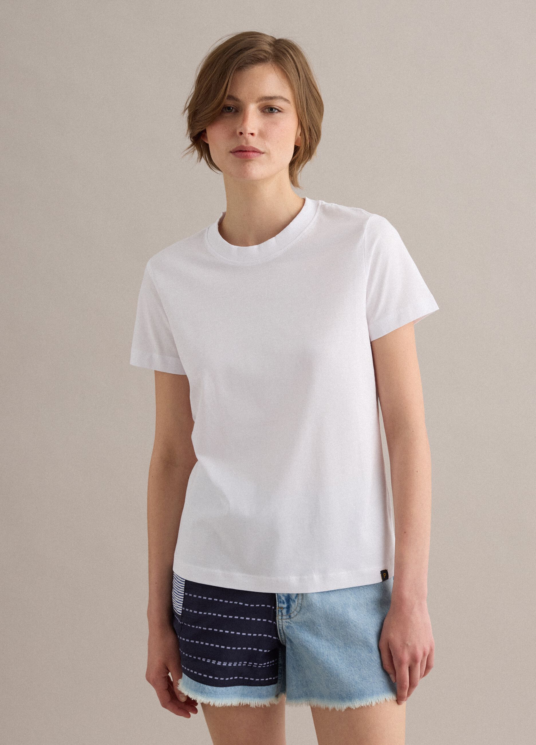T-shirt bianca in puro cotone supima a maniche corte regular fit