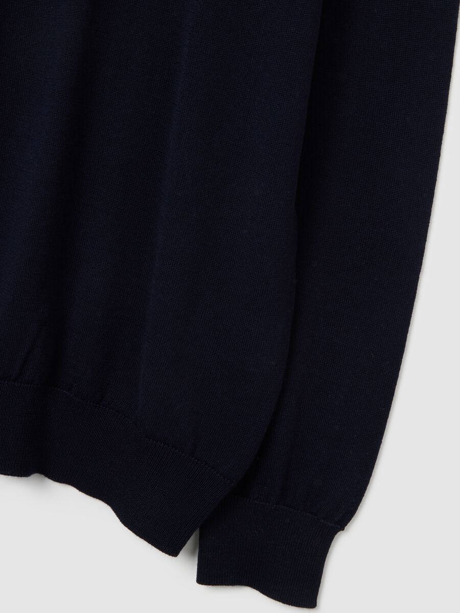 Blue merino wool crew neck jumper regular fit_5