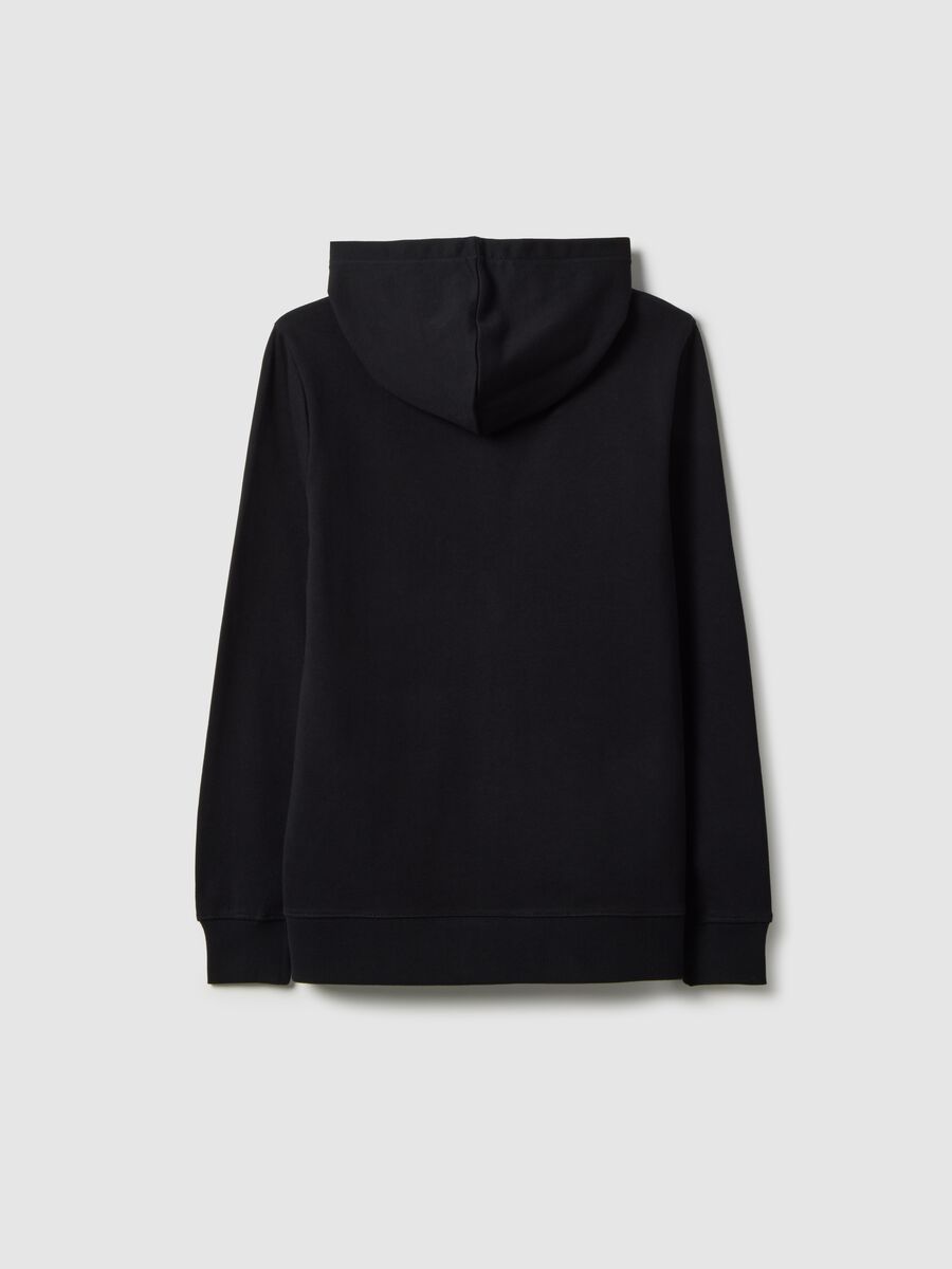 Felpa nera per ragazzo in puro cotone vestibilit&agrave; over con cappuccio e zip_4