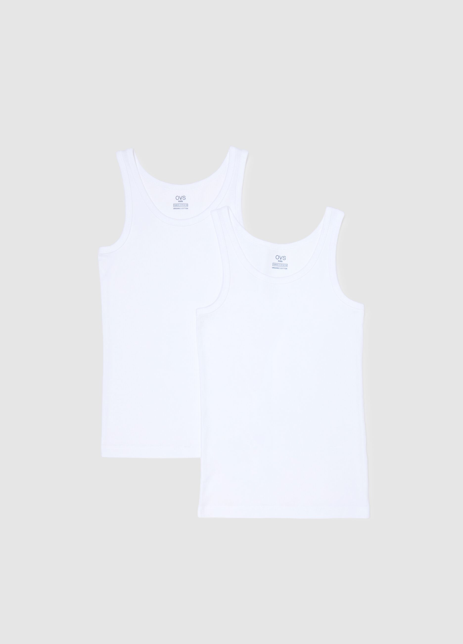 Boys' white undershirts twin pack in pure cotton regular fit