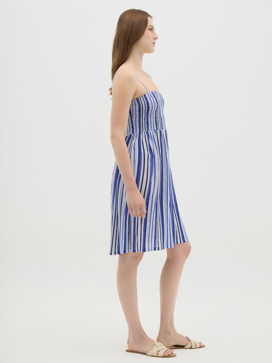 Women's midi dress in multicolour fabric with smocked top_1