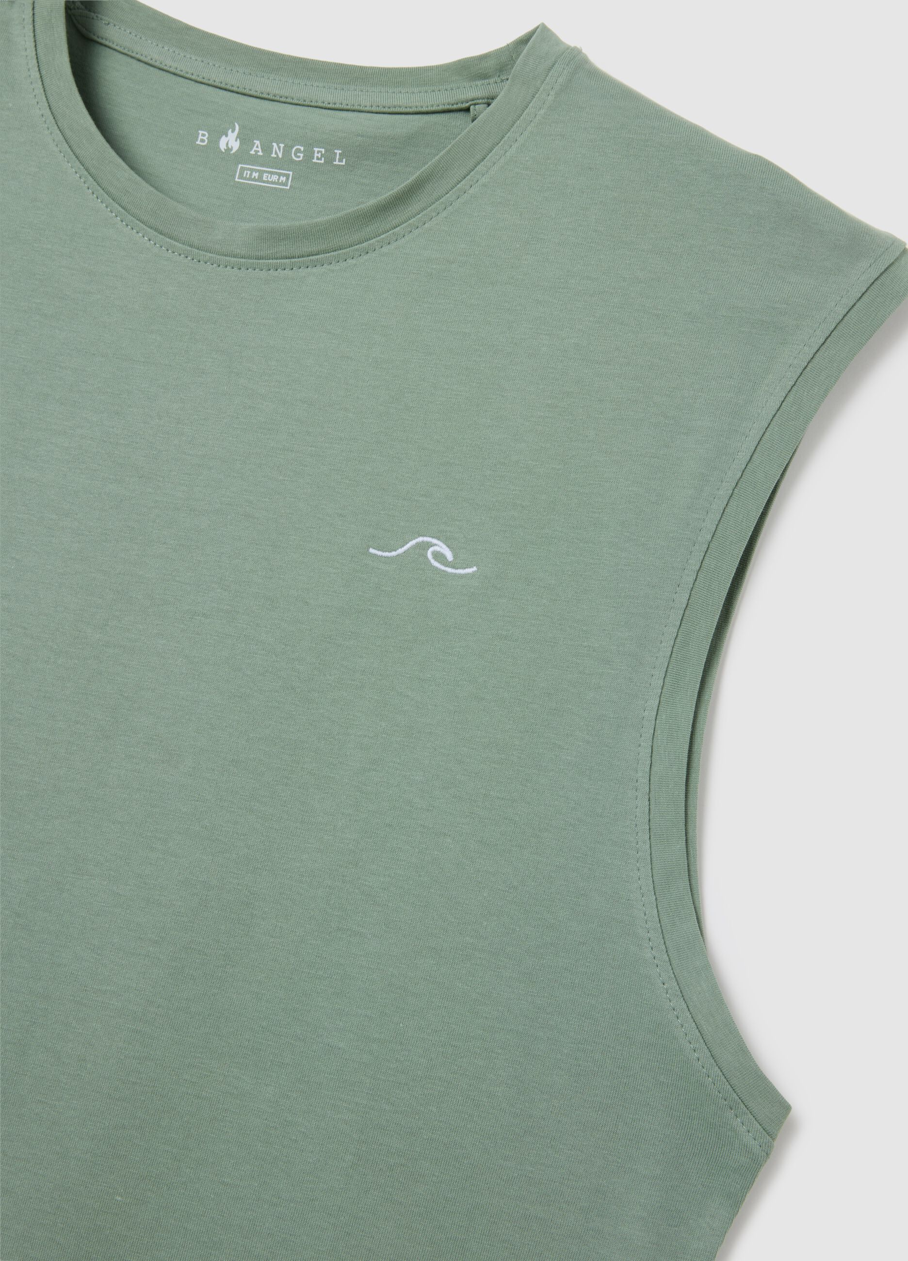 Canotta da uomo in puro cotone verde regular fit