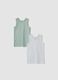 2-pack grey and green striped vests in pure organic cotton_0