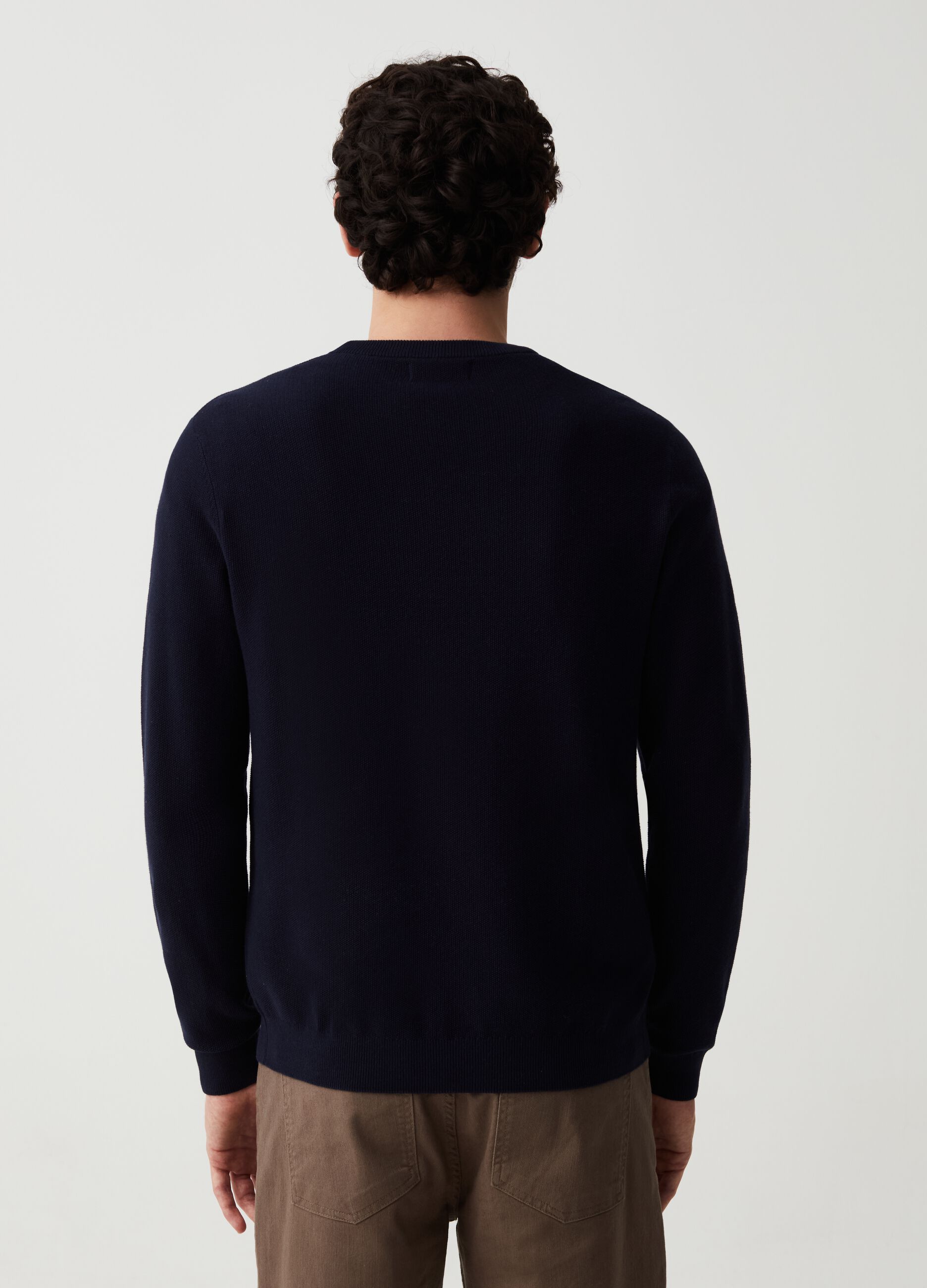 Cotton pullover with round neck