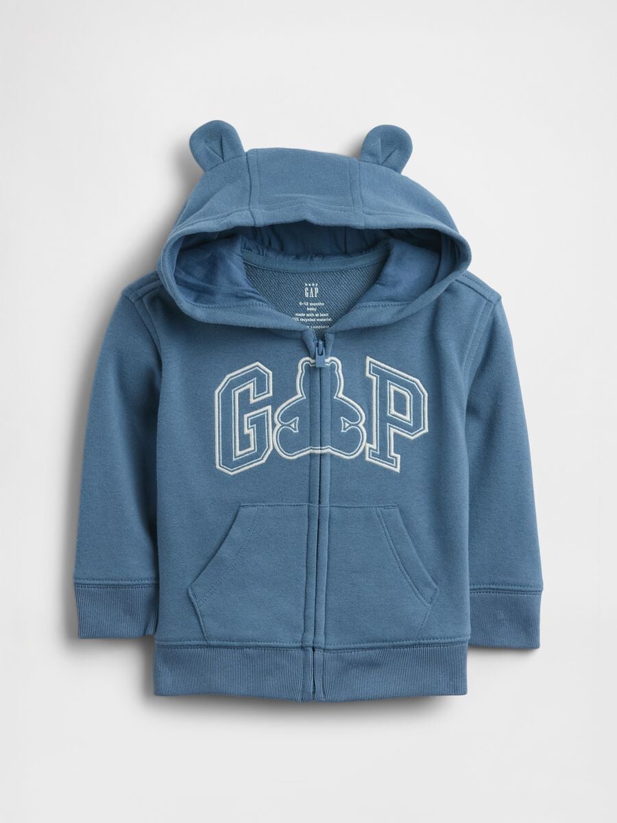 Cotton blend hooded sweatshirt with logo_0