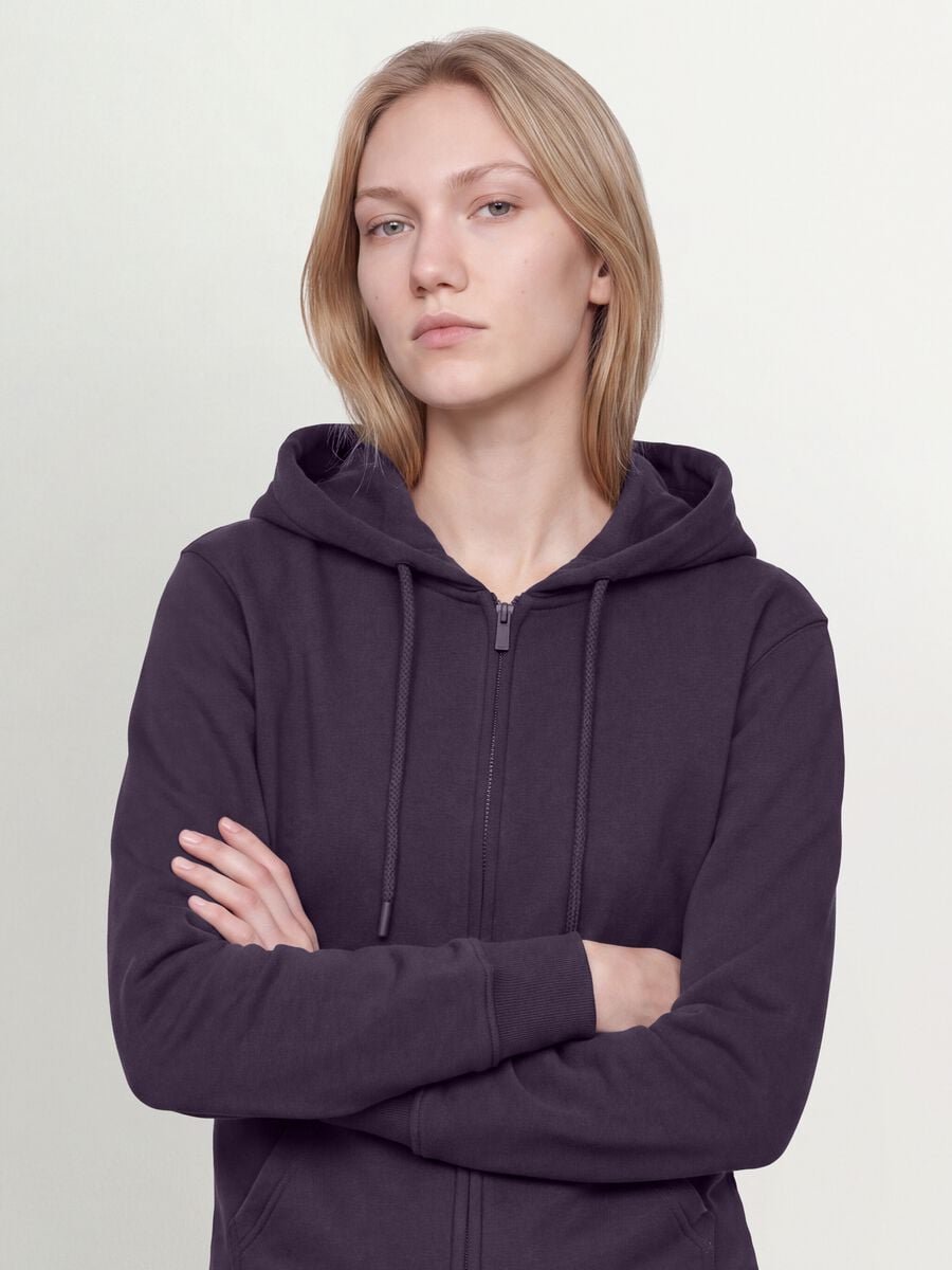 Felpa viola in misto cotone con cappuccio regular fit_0