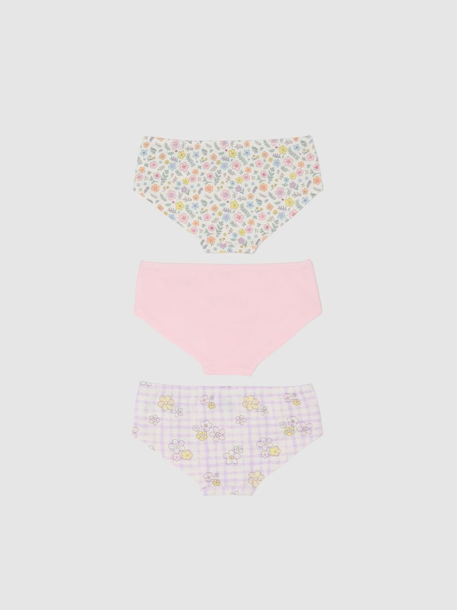 Tripack mutandine in misto cotone multicolor da neonata con fiori_1
