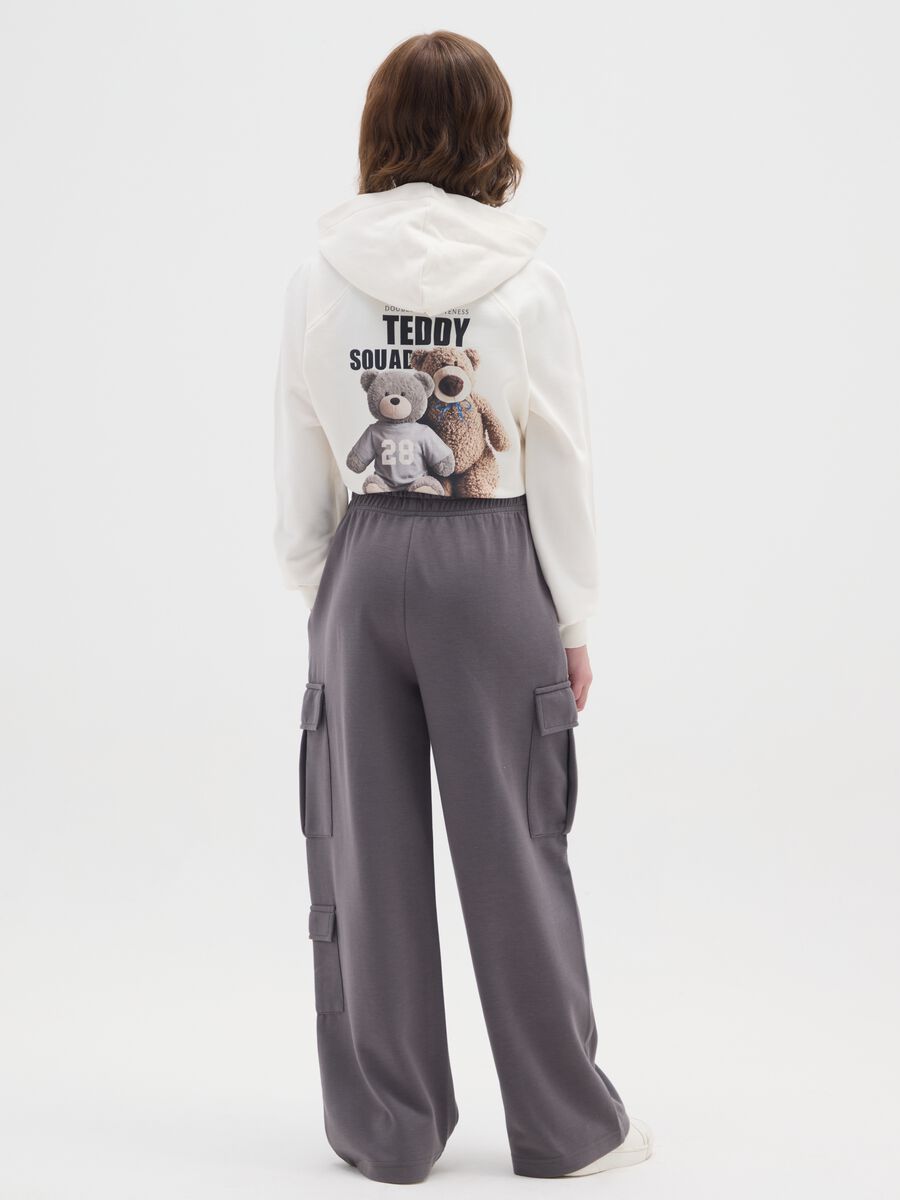 Girl's grey cotton blend cargo trousers in regular fit_1