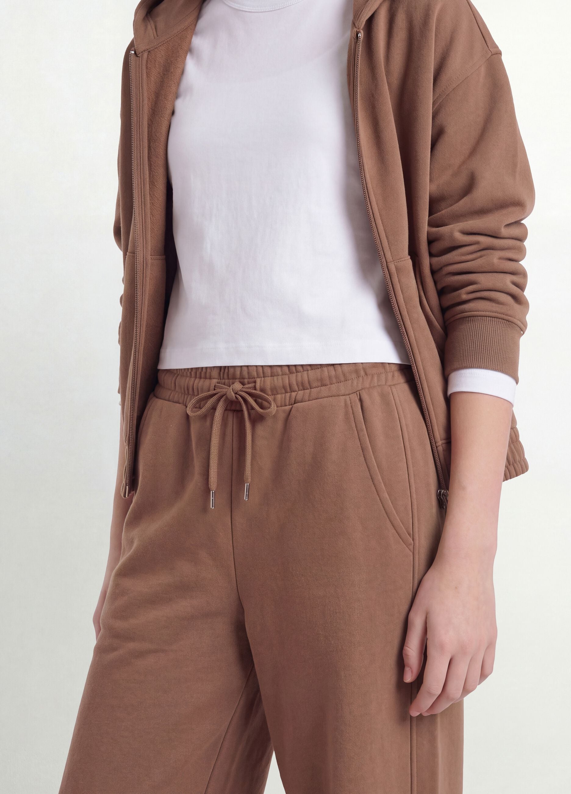 Brown culotte trousers in 100% organic cotton for girls