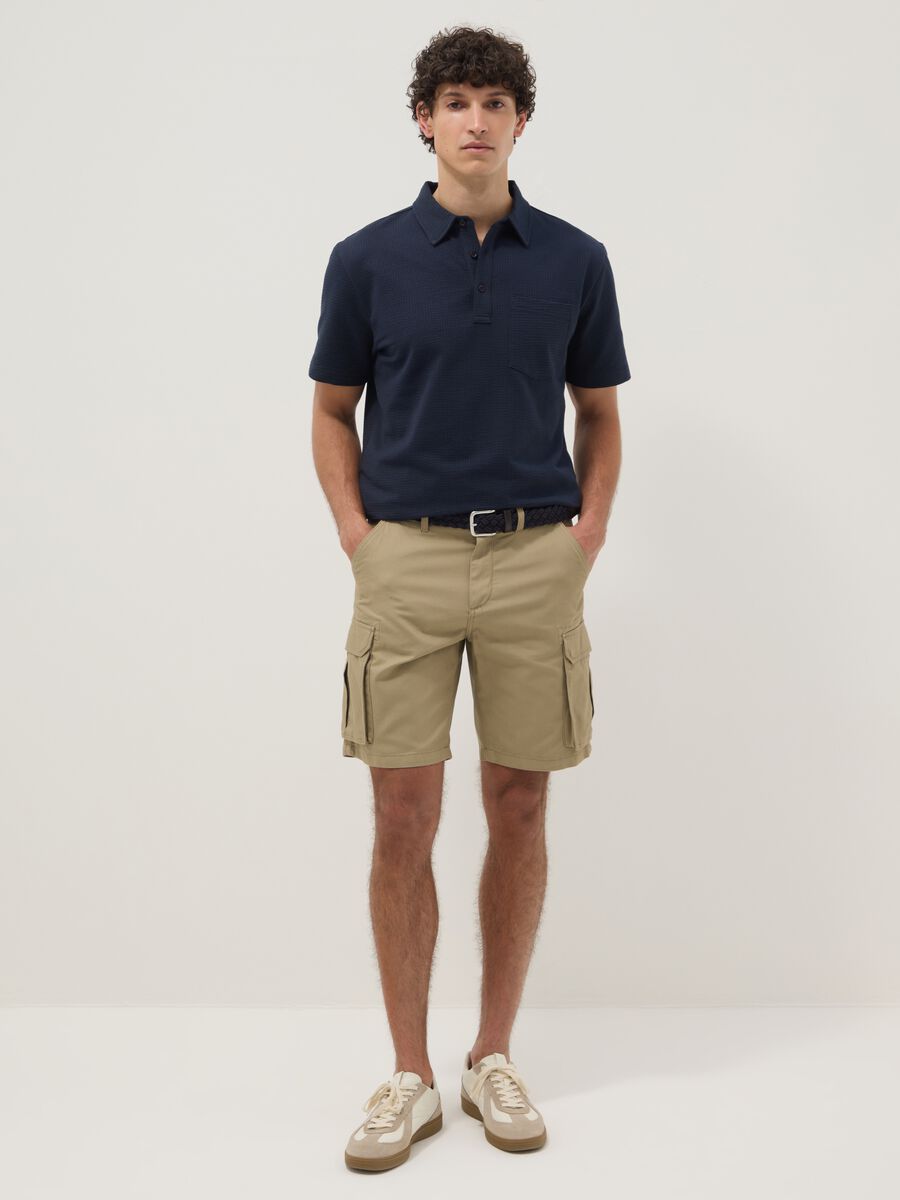 Shorts cargo beige in puro cotone regular fit_0
