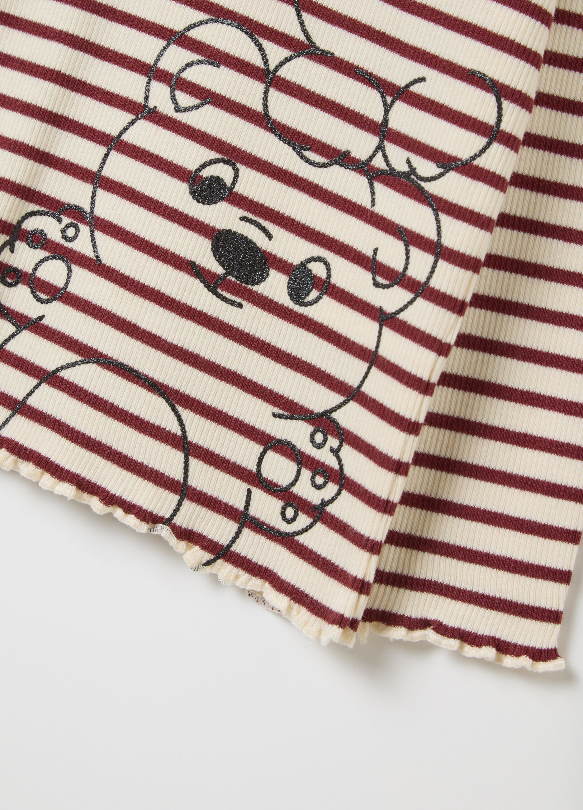 Striped stretch cotton baby bear T-shirt