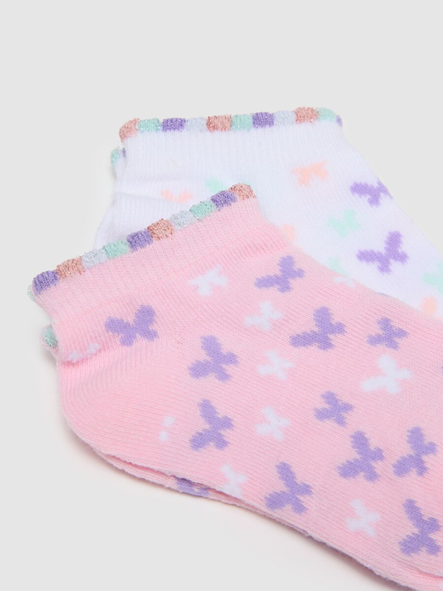 Girls' short multicolour cotton socks with bows_1
