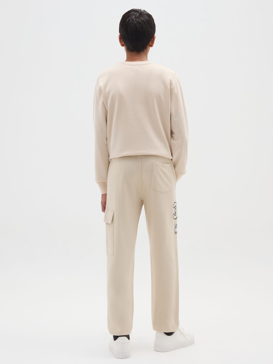 Boy's beige regular fit pure cotton joggers_1