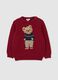 Red sweater for toddlers in cotton blend regular fit with print_1