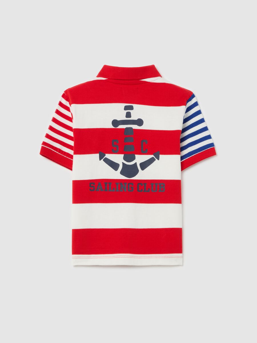 Striped polo shirt with "Sailing Club” patch_1