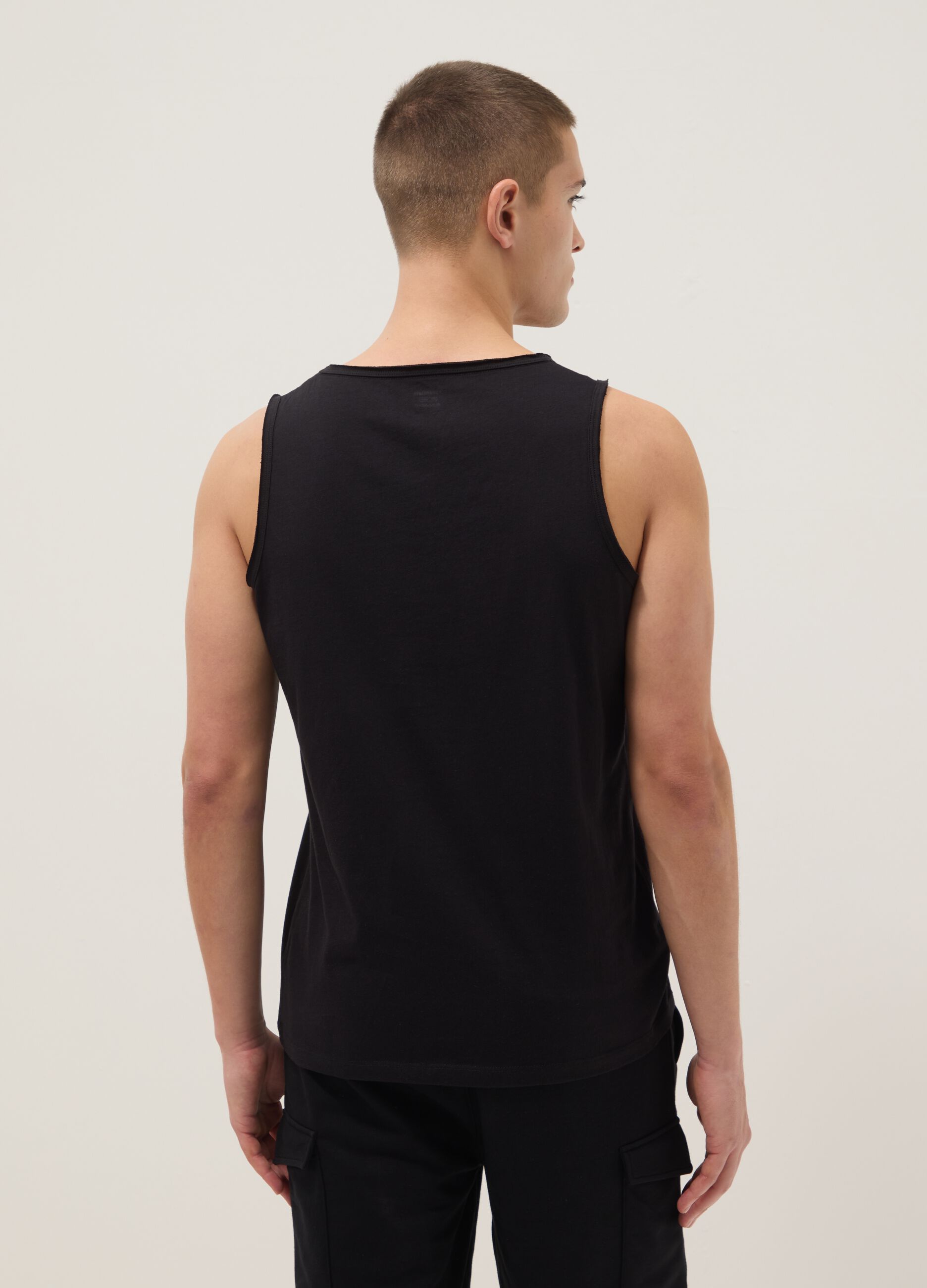 Black pure cotton vest top