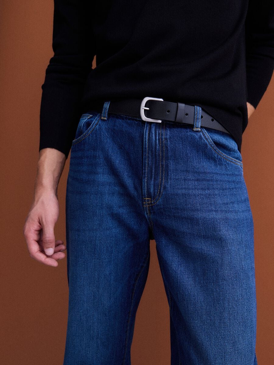 Jeans blu in puro cotone straight fit_3