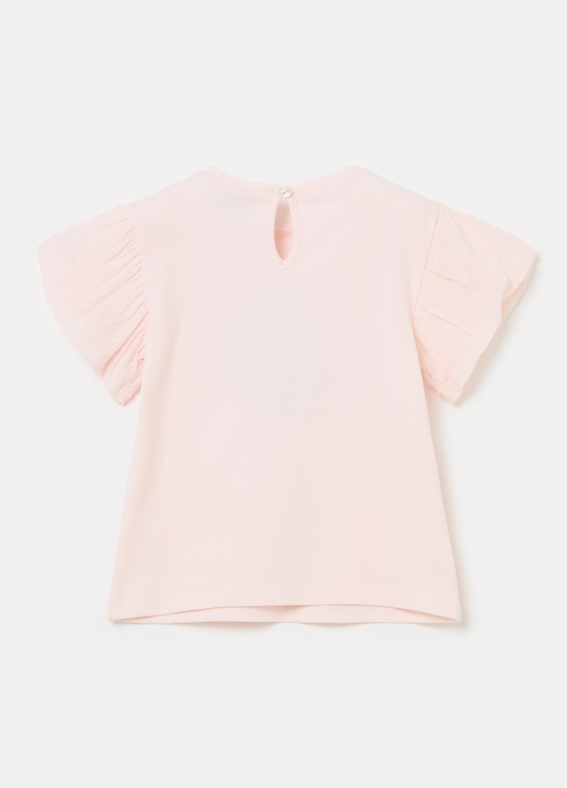 T-shirt with sleeves in dobby and flower