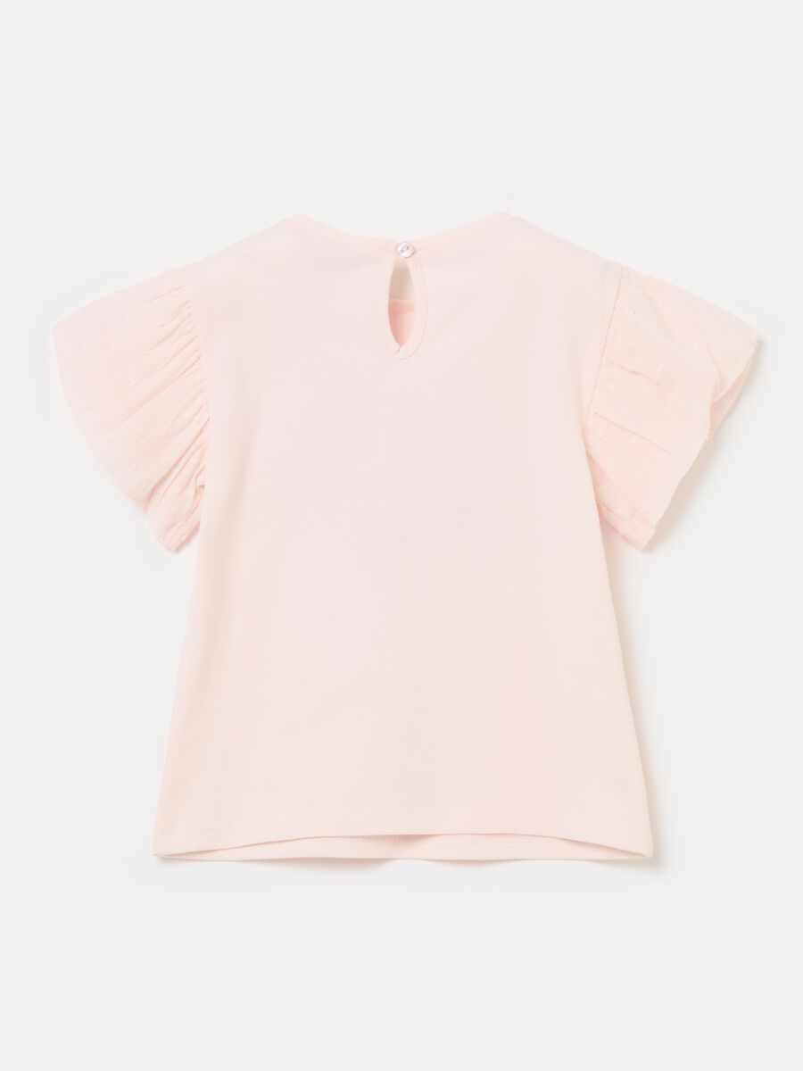 T-shirt with sleeves in dobby and flower_1