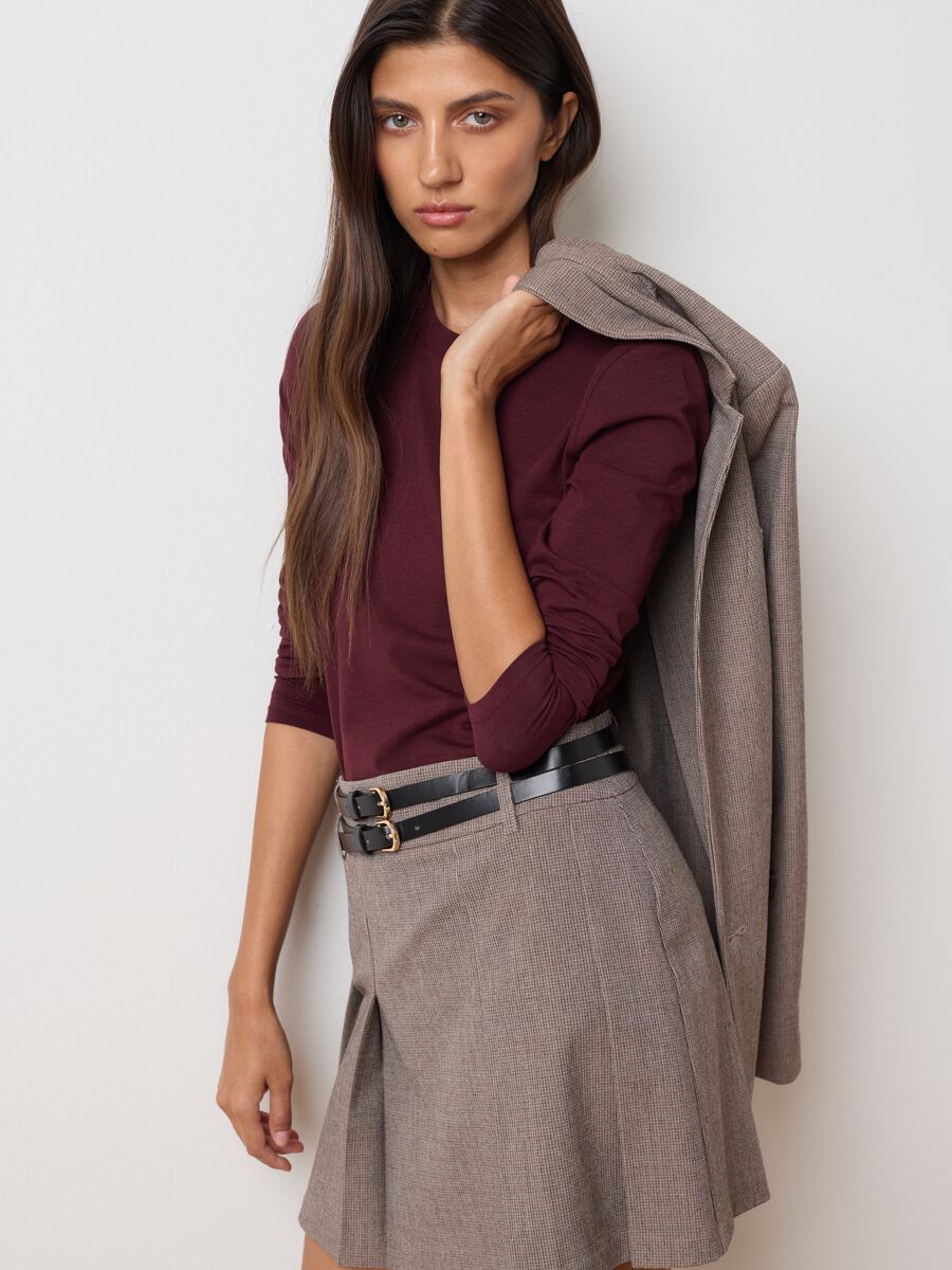 Brown stretchy cotton blend sweater regular fit_0