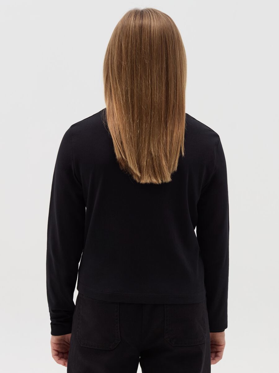 T-shirt crop a maniche lunghe con stampa_2