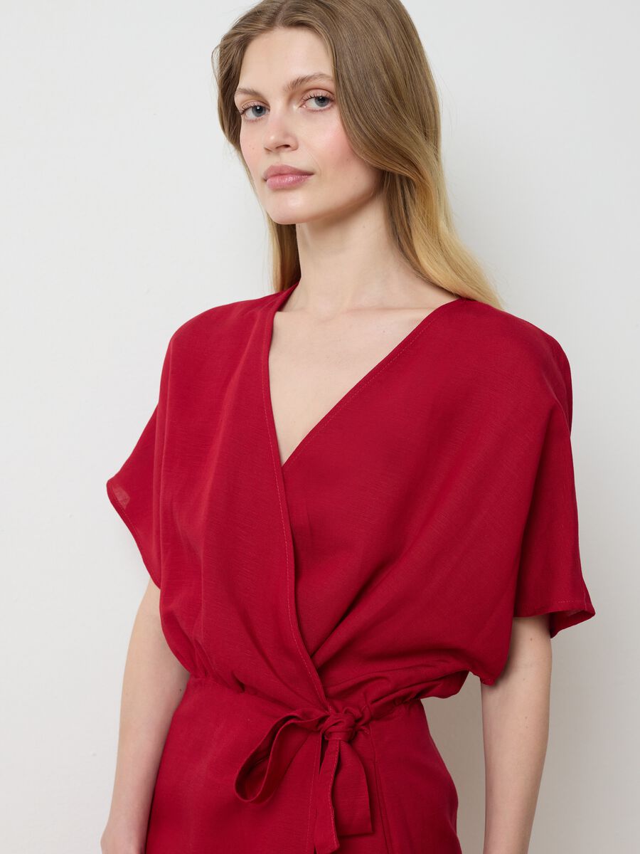 Short red wraparound dress_3