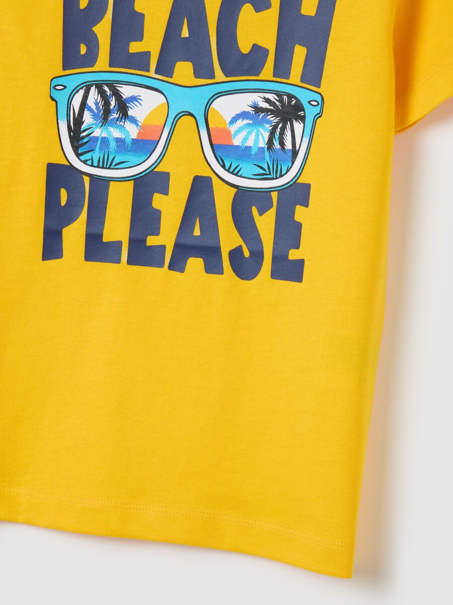 Yellow children's regular fit pure cotton t-shirt with print_3