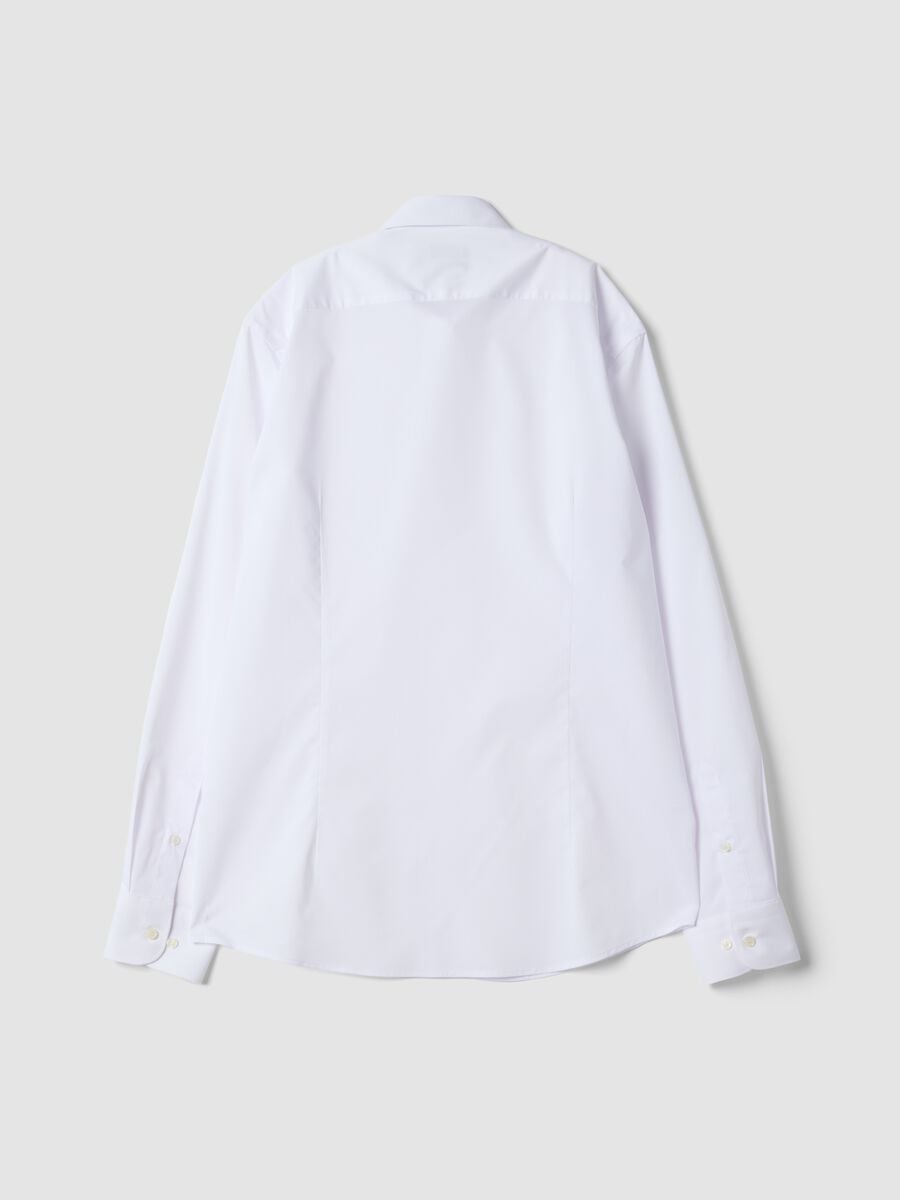 Camicia bianca in misto lyocell con collo francese easy iron_2