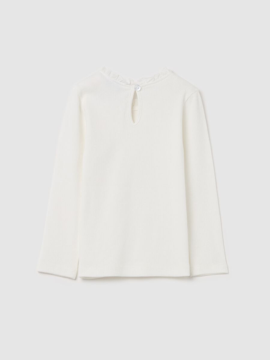 Ribbed T-shirt with long sleeves and frills_1