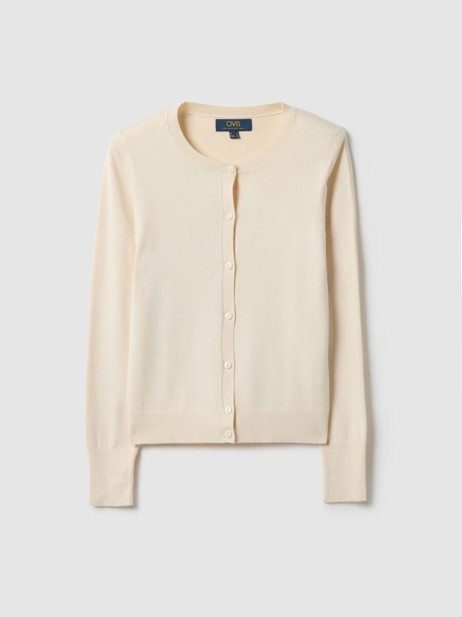 Cardigan girocollo beige regular fit_4