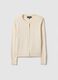 Beige Crew Neck Cardigan Regular Fit_4