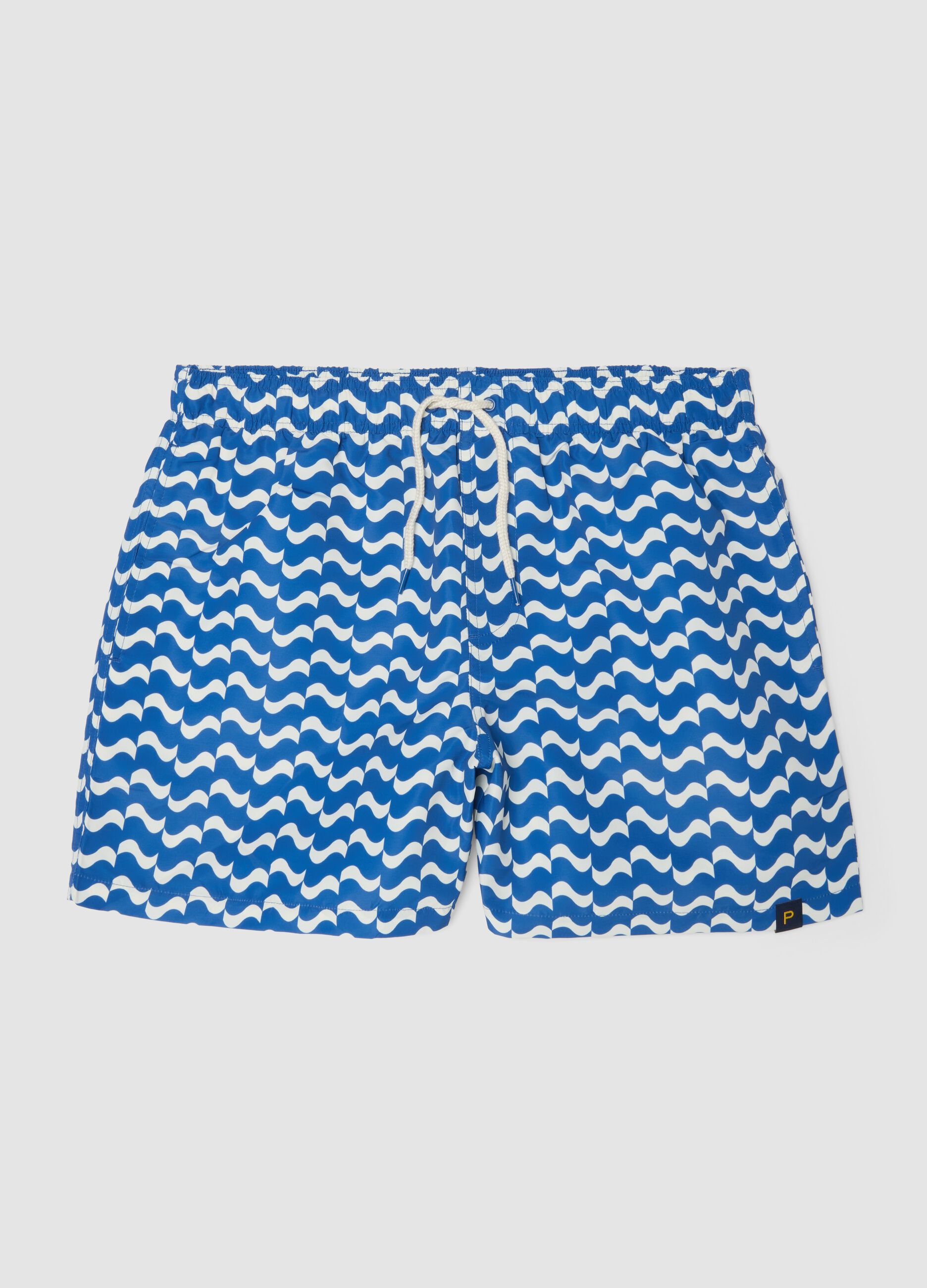 Boxer mare blu con fantasia ondulata