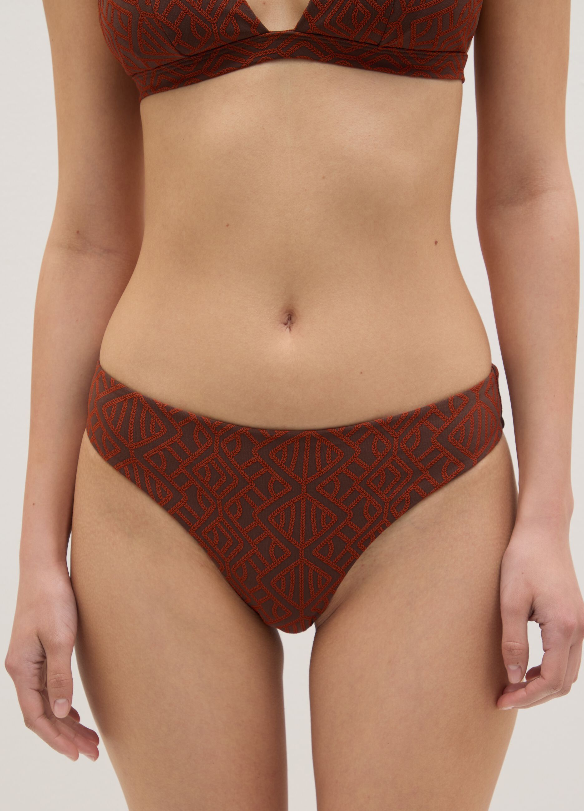 Women’s Brazilian-cut briefs in multicoloured stretch fabric