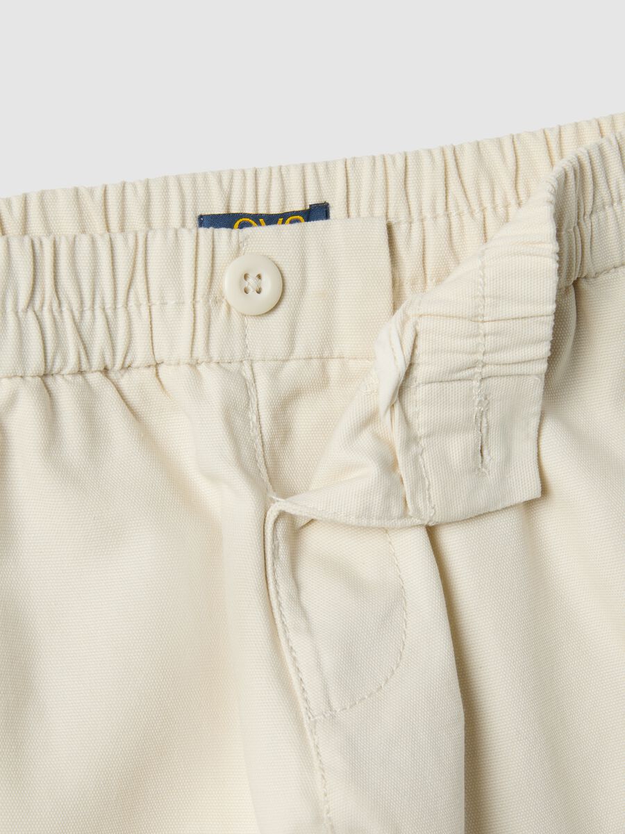 Kids' Beige Regular Fit Pure Cotton Trousers_2