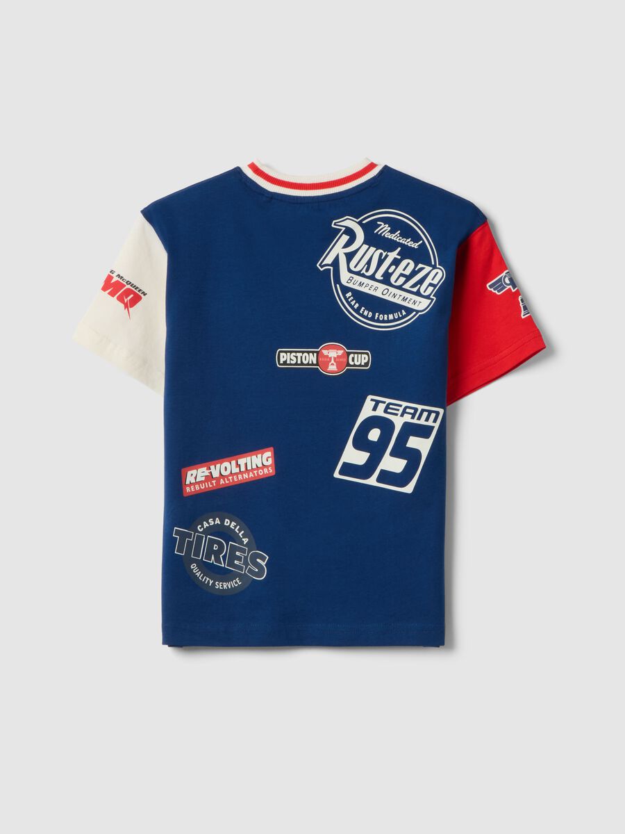 Boys&rsquo; blue pure cotton T-shirt with Cars print, oversized fit_1