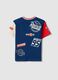 Boys&rsquo; blue pure cotton T-shirt with Cars print, oversized fit_1