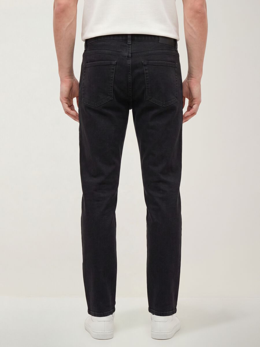 Black regular tapered jeans in a cotton, lyocell and viscose blend_3