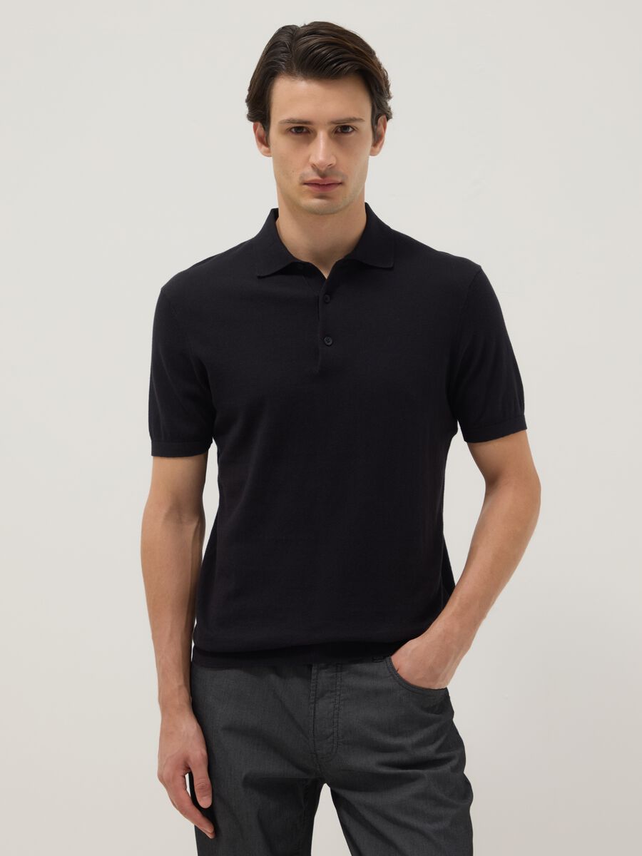 Black pure cotton polo shirt regular fit_1