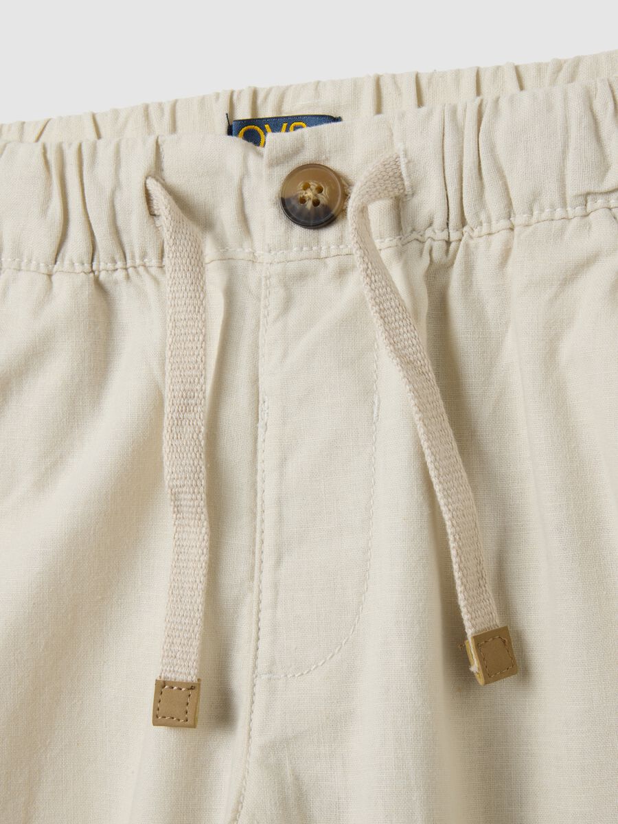 Pantaloni da bambino in misto lino beige relaxed fit_2