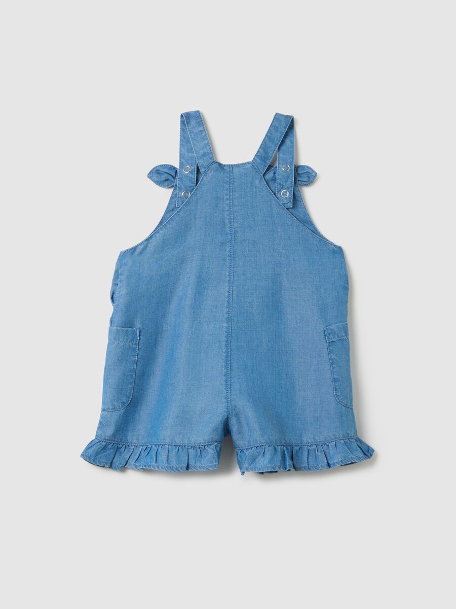Denim Dungarees with Lyocell Ruffles for Babies_1