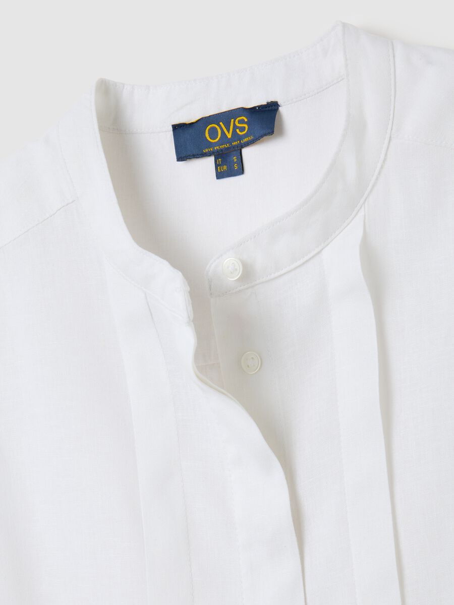 Women's Sleeveless White Linen Blend Shirt Regular Fit_5