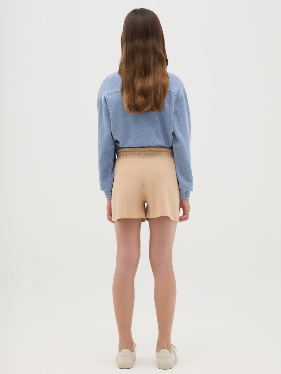 Short da ragazze in puro cotone beige regular fit_2
