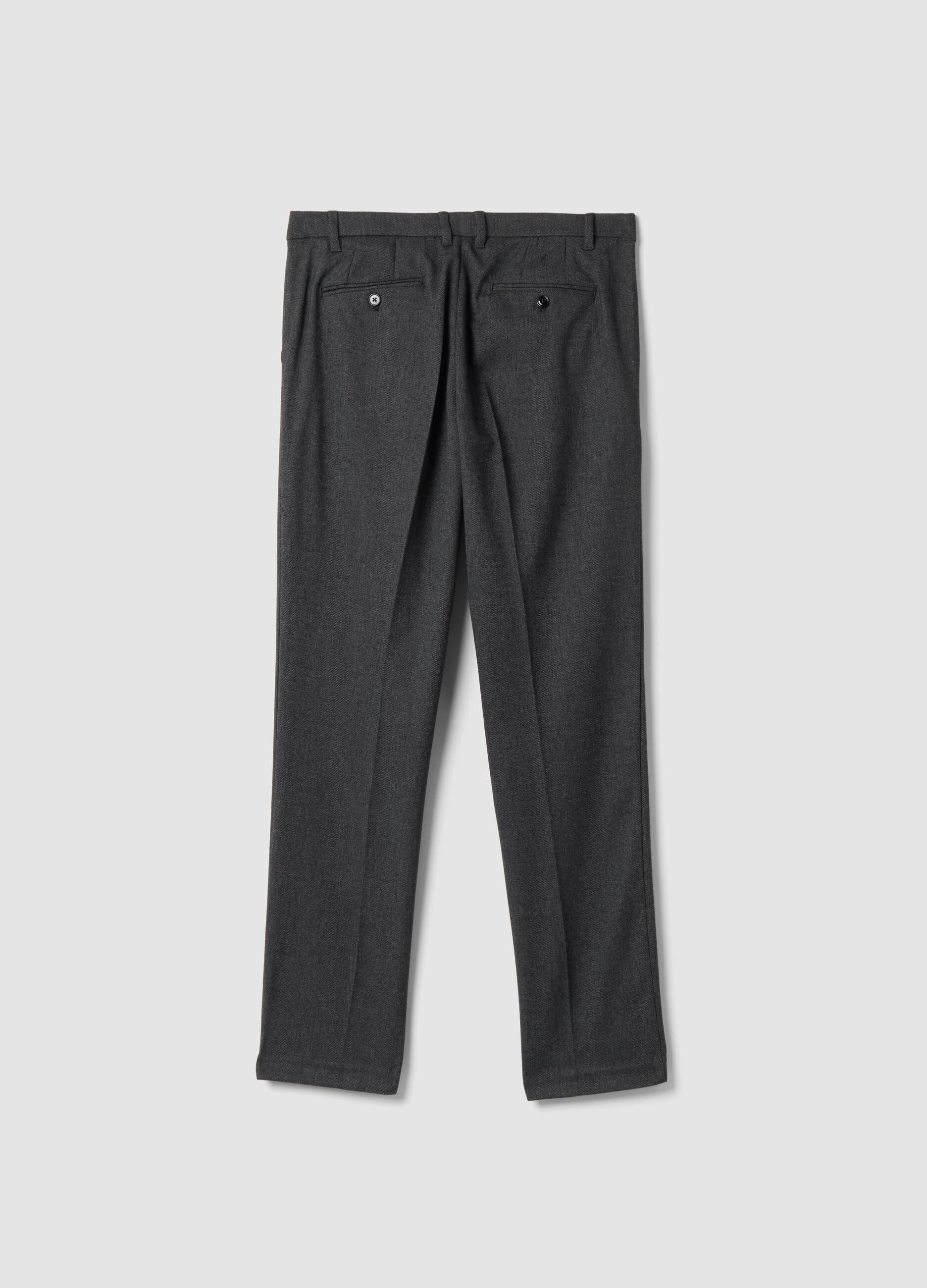 Pantaloni chino grigio e nero in viscosa elasticizzata