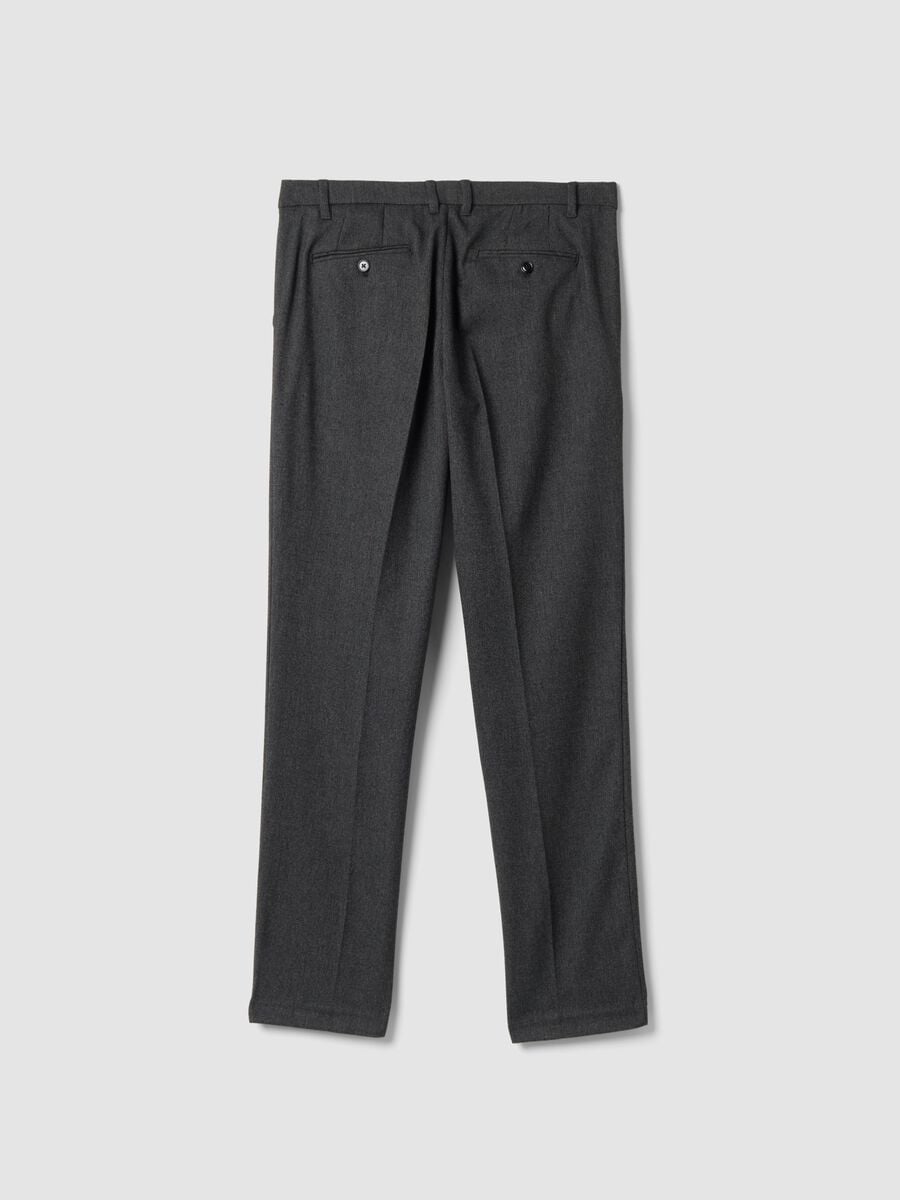 Pantaloni chino grigio e nero in viscosa elasticizzata_2