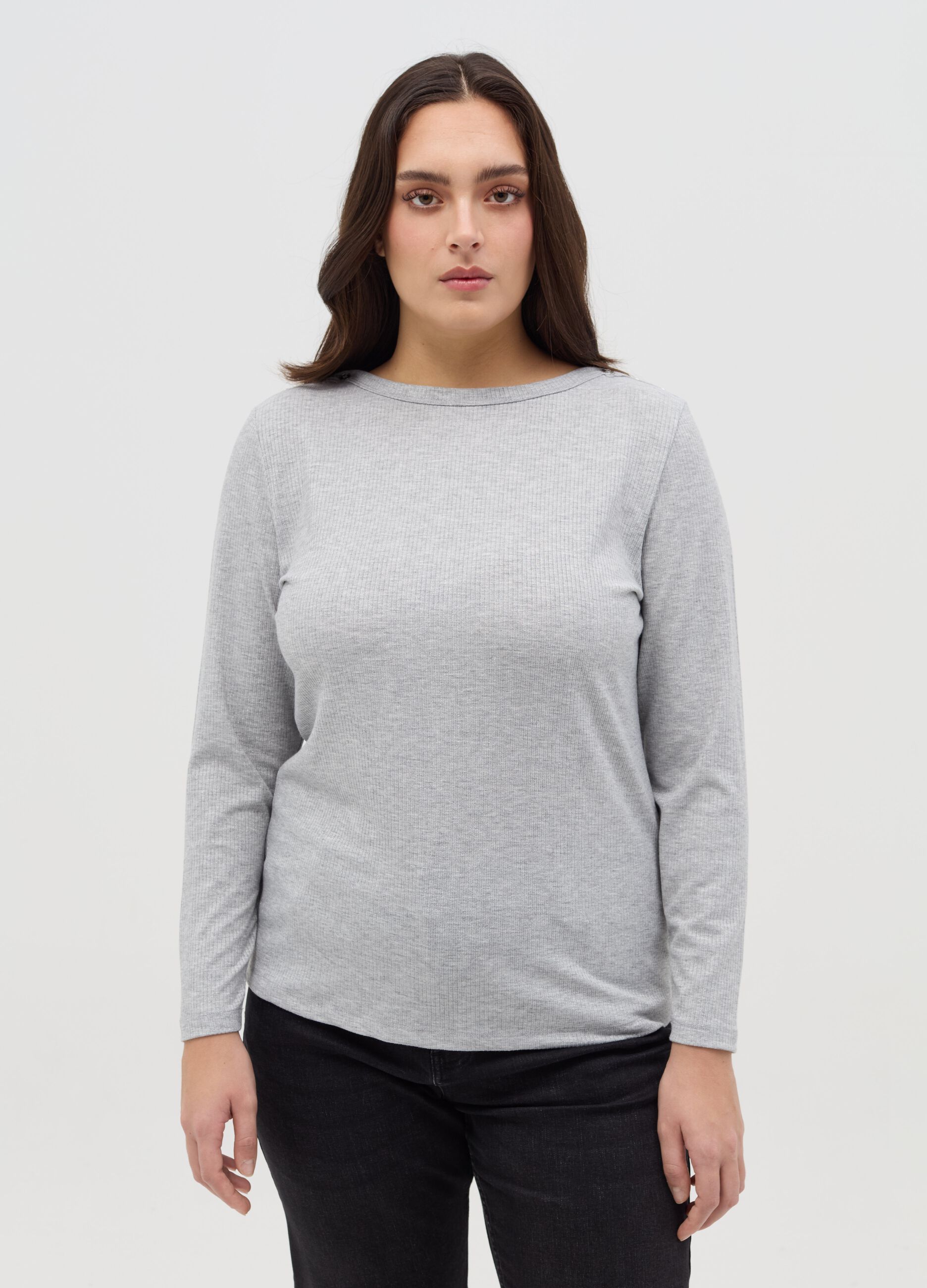 Curvy ribbed T-shirt in lurex